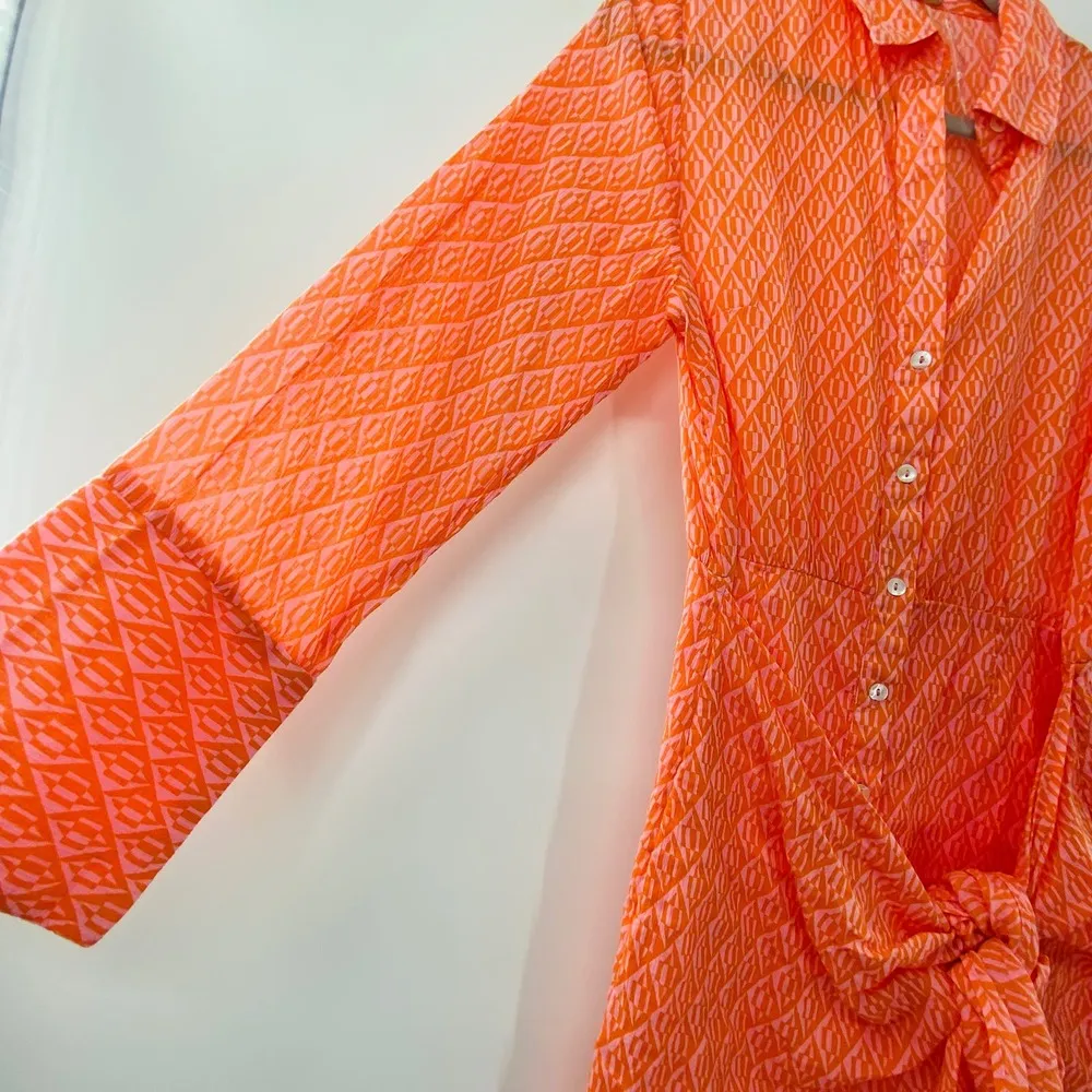 NEW Free People Rillo Beach Summer Shirtdress Extra Small Orange Pink - Image 7