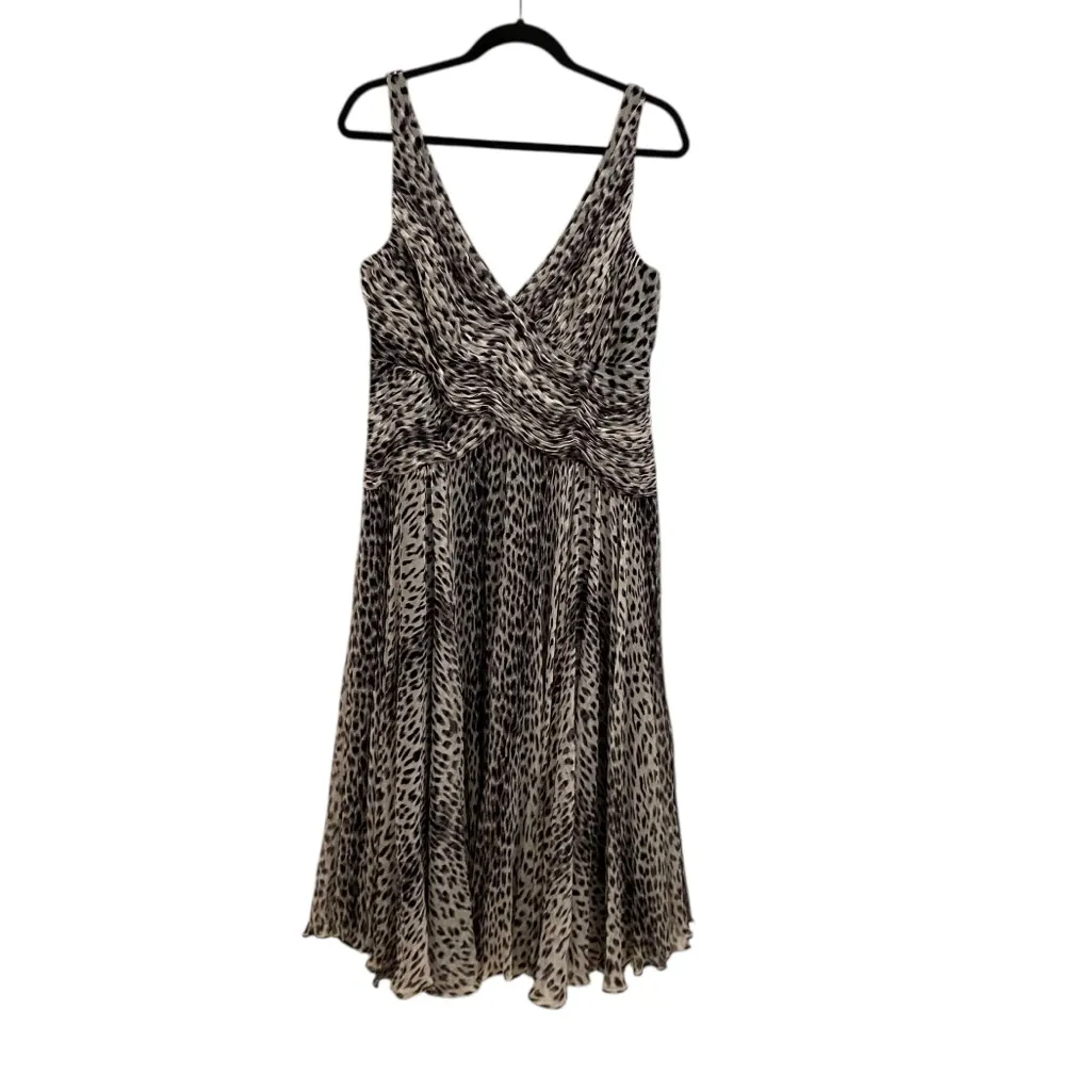 Tadashi Collection Silk Leopard Print Midi Dress Ruched V - Image 2