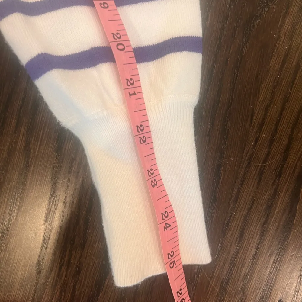 Striped Purple and White Women's Crew Neck Sweater Size M - Image 3