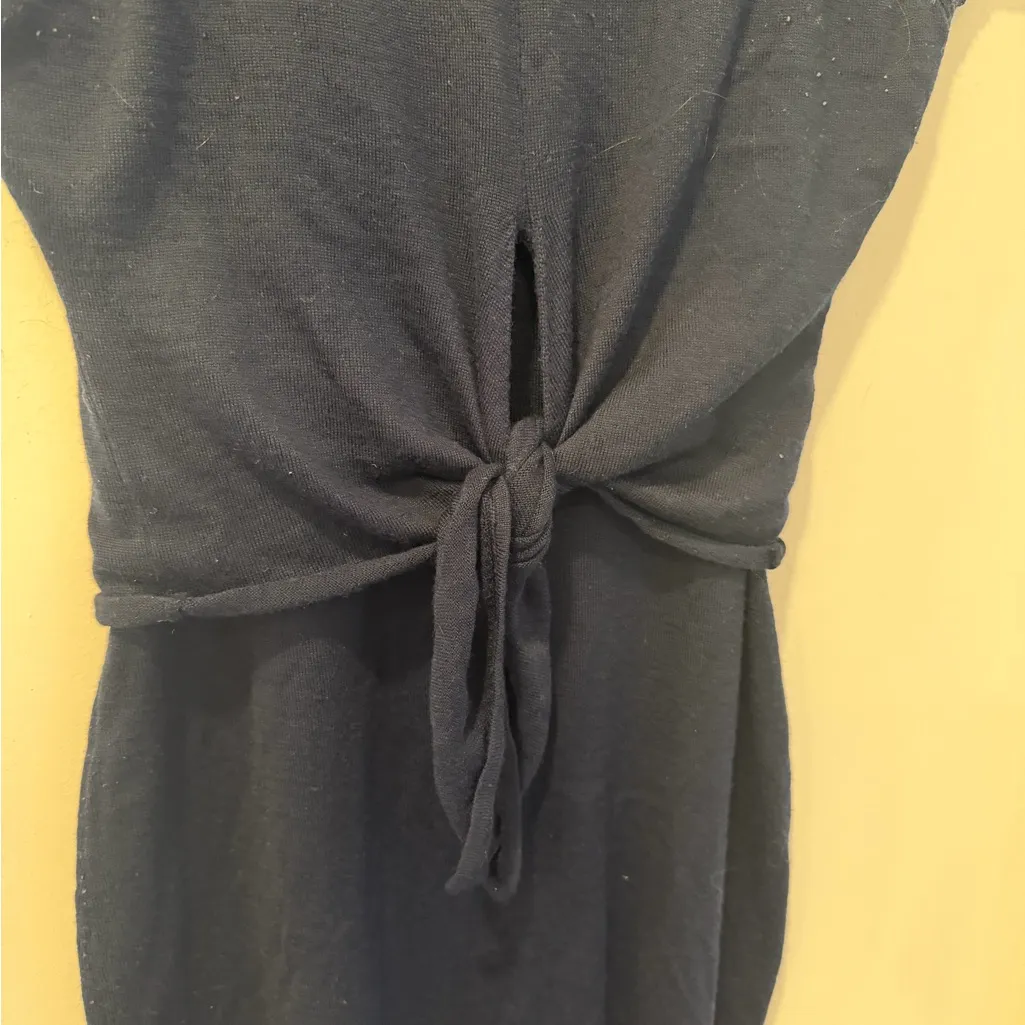 Susana Monaco Navy Tie-Front Sweater Dress Merino Wool Blend Size M - Image 7