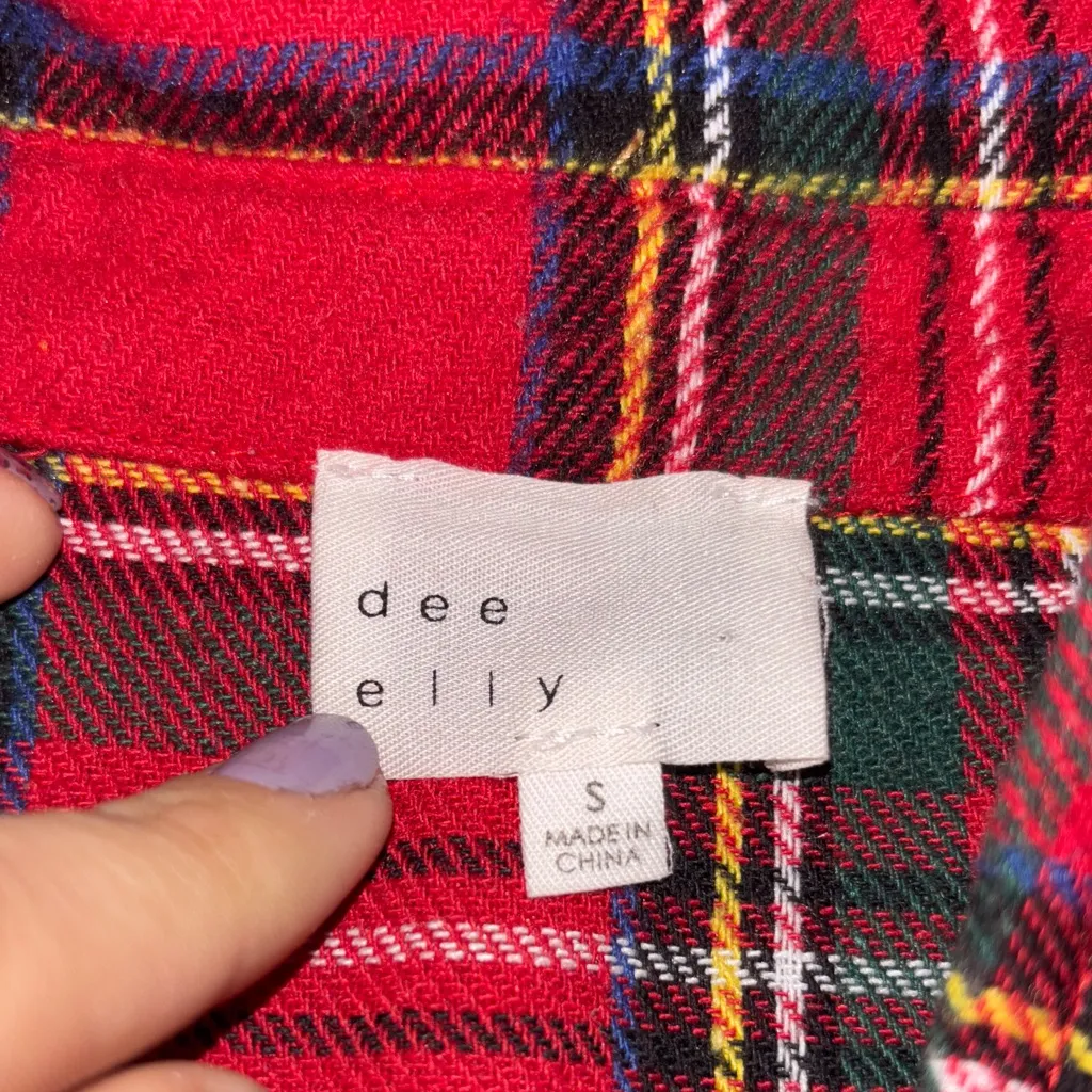 women’s Dee Elly Red Christmas Tartan Plaid Button Up Shirt Fall Winter Casual - Image 6