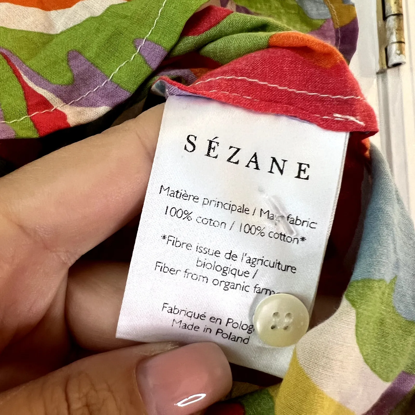 Sezane Tomboy Seventies Shirt Multi Red Green Button Front Size 32 XS - Image 4