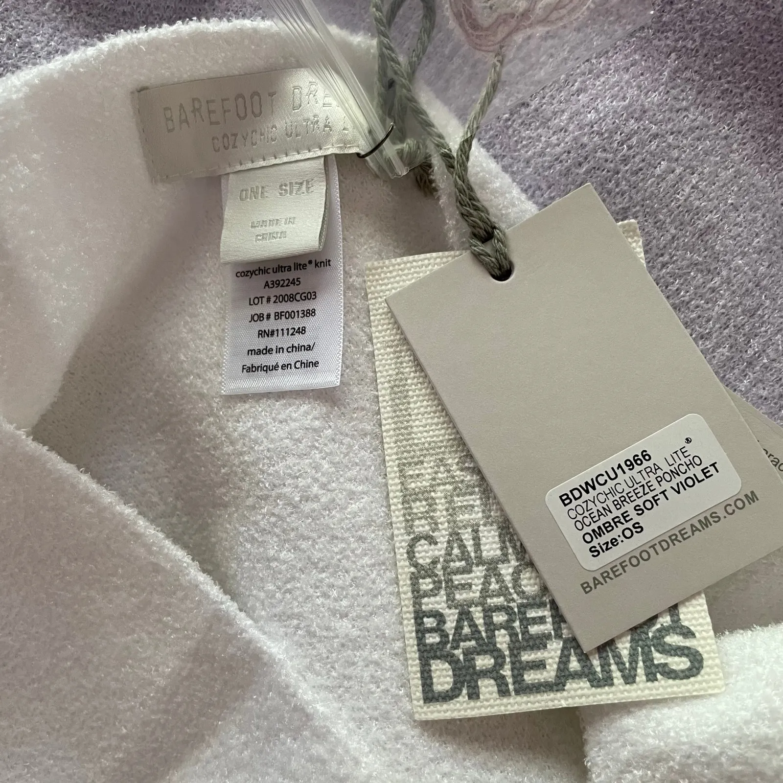 Barefoot Dreams Ocean Breeze Poncho Cozychic Ultra Lite Ombre Soft Violet - Image 8