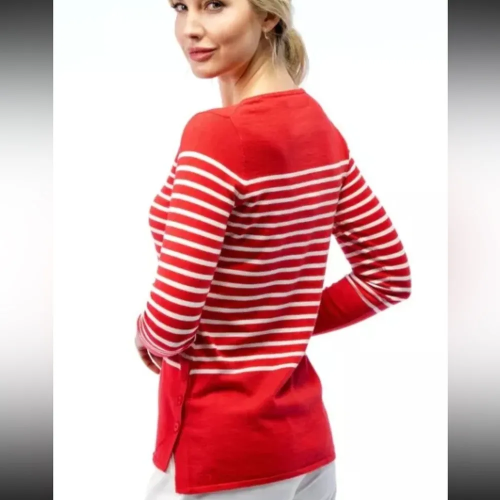 Fairway & Greene Women's Lia Sweater Sun Kiss Coral cashmere blend Orange Size M - Image 4