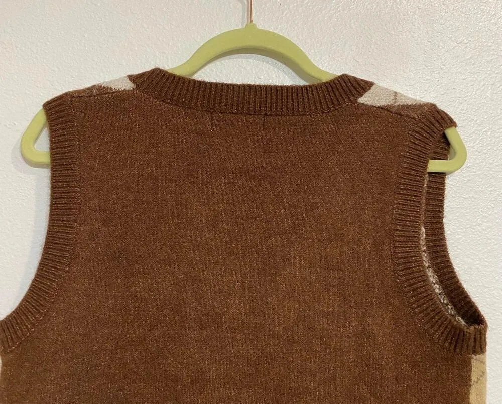 Altar’d State Brown Plaid Sweater Vest Sz L - Image 9