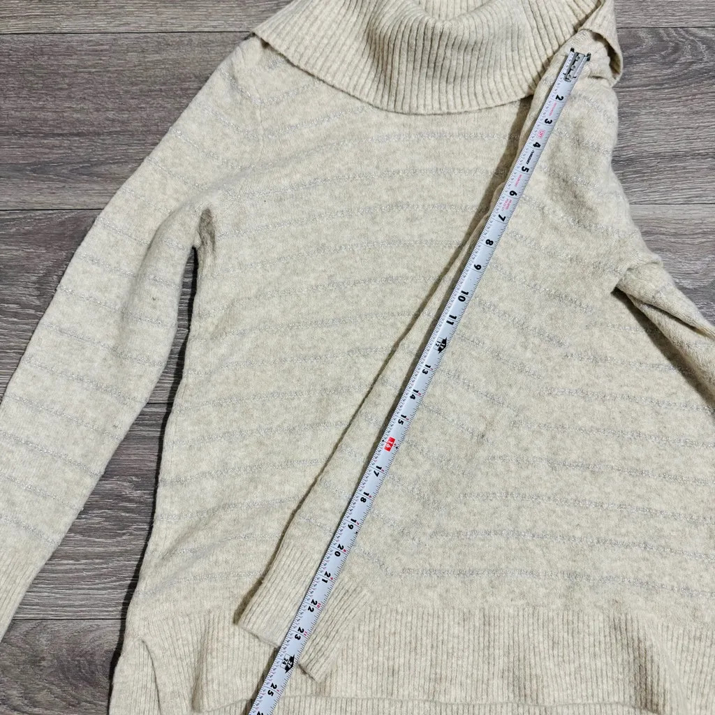 Style & Co. Women Off White / Silver Cowl Neck Long Stretchy Sweater Size L - Image 13