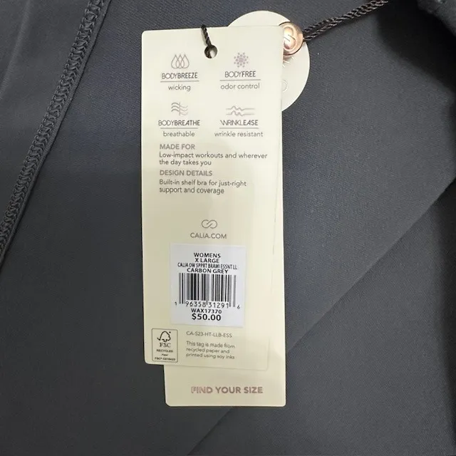 CALIA Womens XL Gray Low Support Longline Athletic Tank‎ Top Activewear - Image 12