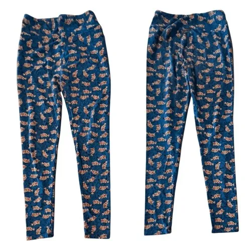 LuLaRoe (4) Lot One Size Leggings Fish Yellow Geometric Fun Colorful‎ Fits 2-10 - Image 8