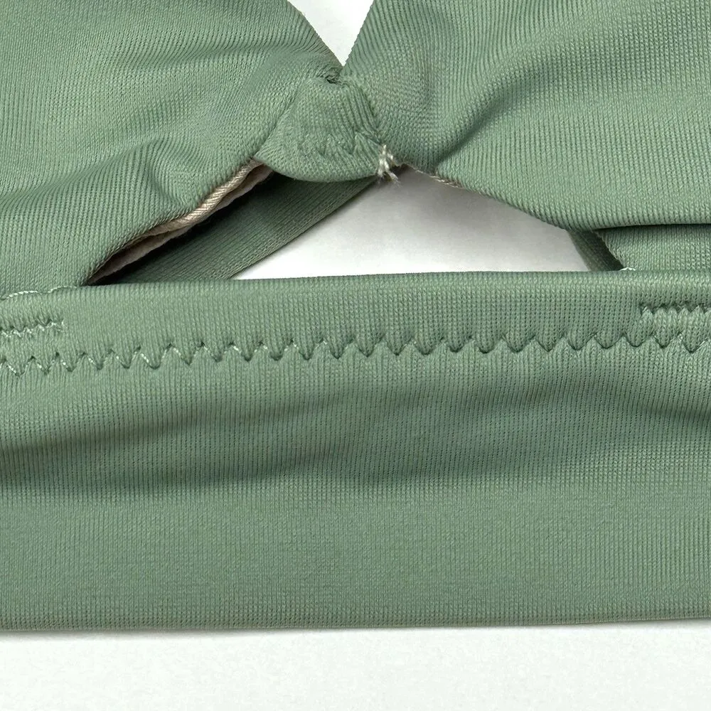 Shade & Shore Longline Keyhole Cut Out Bikini Top Wasabi Green Size 34B New! - Image 6