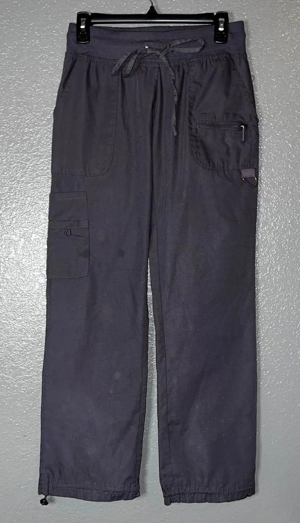 Green Town Gray Cargo Scrub Pants Women’s Medium – Drawstring Waist, Zip Pocket, - Image 1