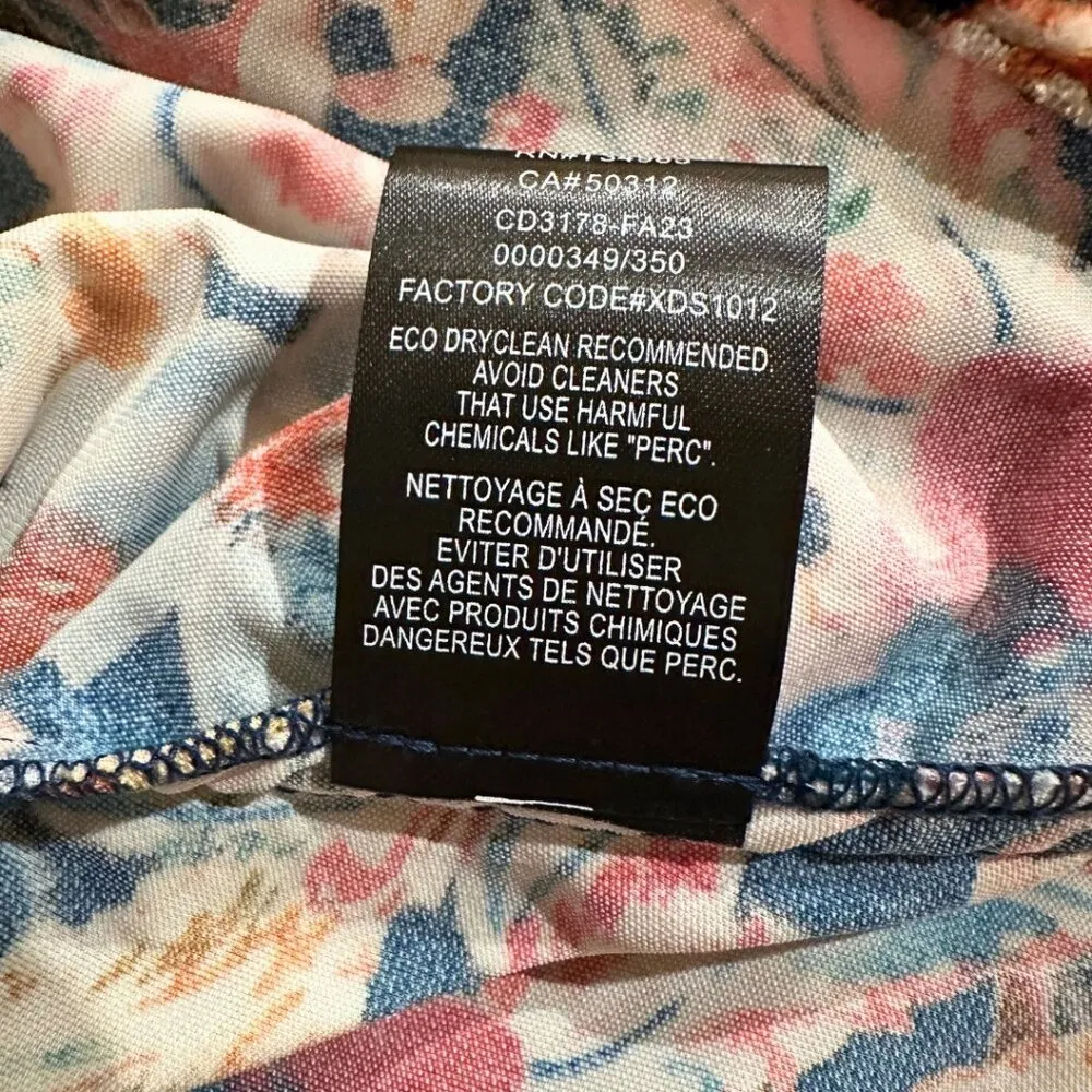 For Love & Lemons Brooklyn XS Multicolor Floral Velvet Ruched Mini Dress Cross Blue - Image 11