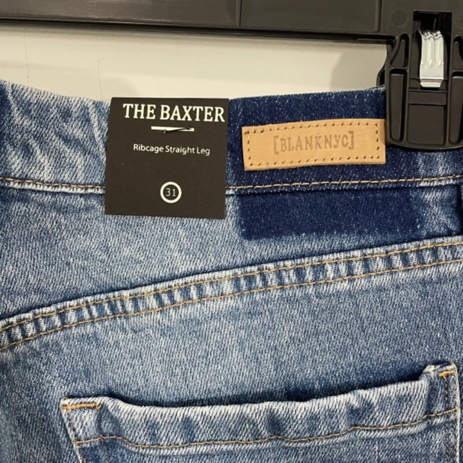 NWT Blank NYC Baxter Ribcage Straight Leg‎ Raw Hem Denim Blue Jeans Size 31 - Image 5