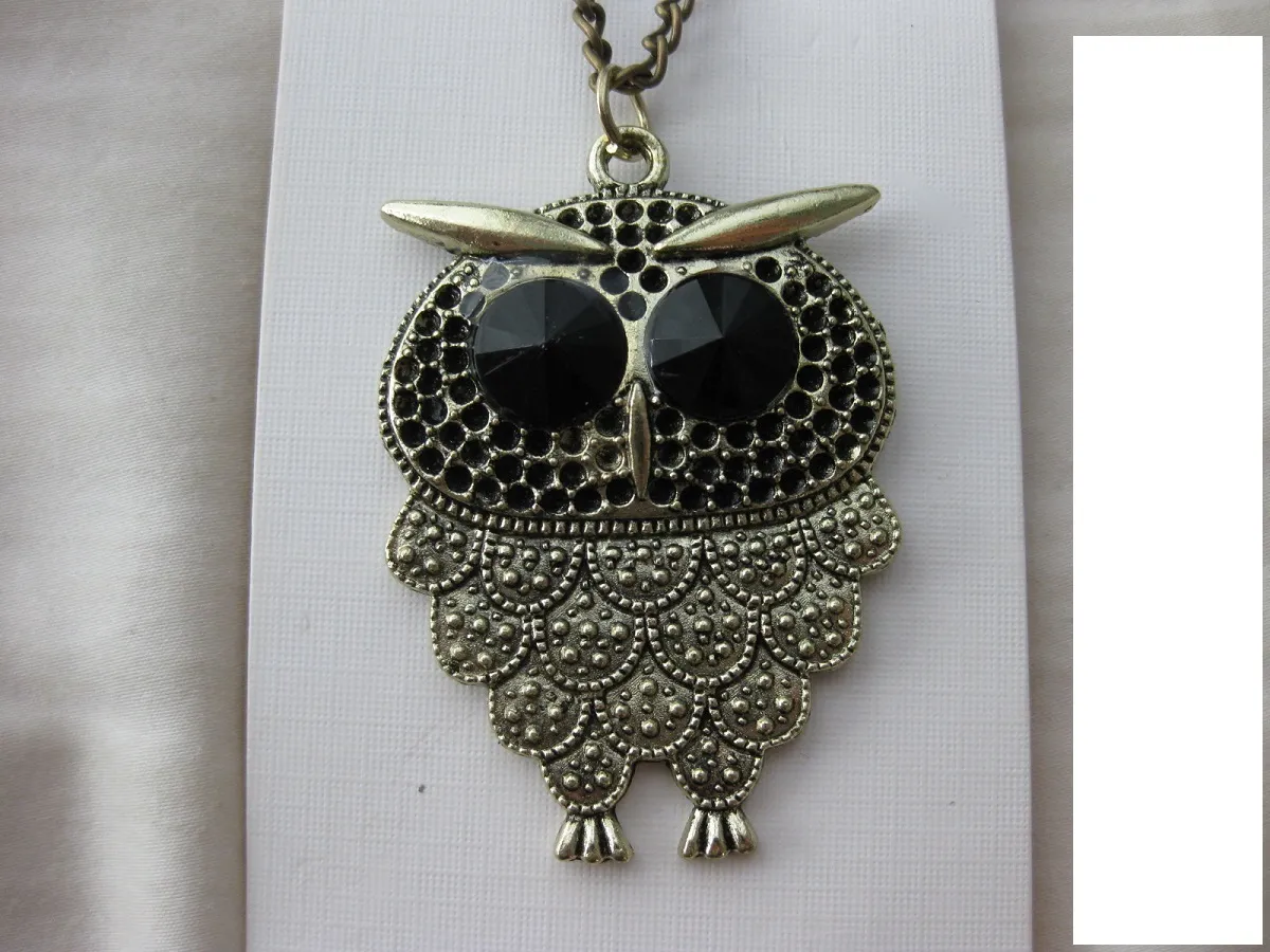 Handmade Owl Bronze Pendant Chain Necklace - Image 4