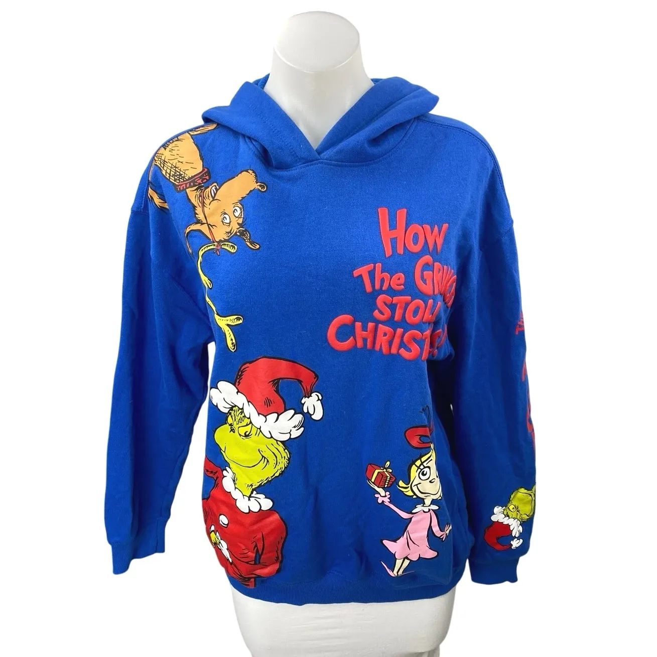 The Grinch Dr. Seuss Women's Blue Graphic Print Hoodie Hooded Sweatshirt Top M Size M - Image 2