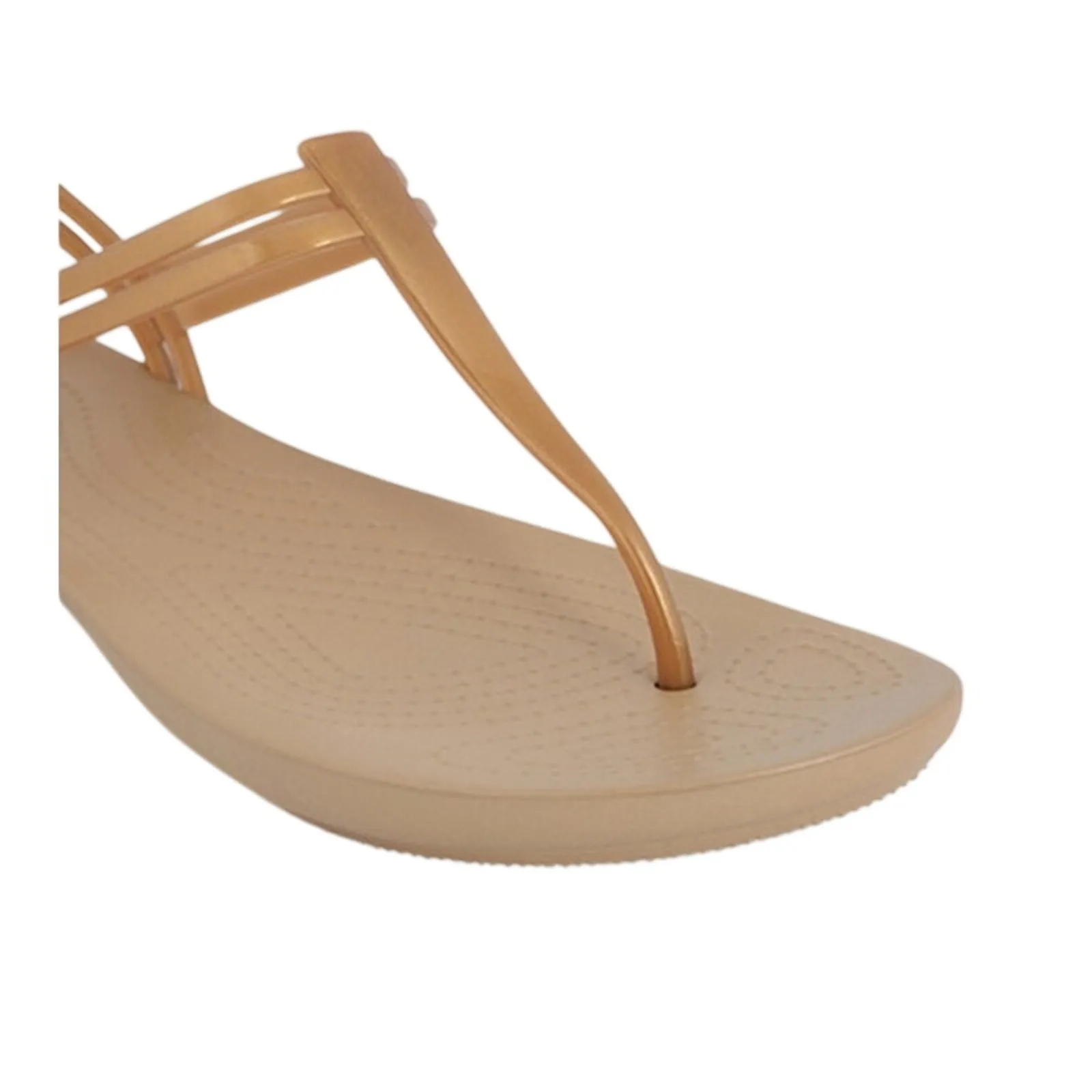 NEW WOMEN'S CROCS ISABELLA T-STRAP SANDAL SIZE 7 BRONZE SUMMER SHOES SLIP ON - Image 4