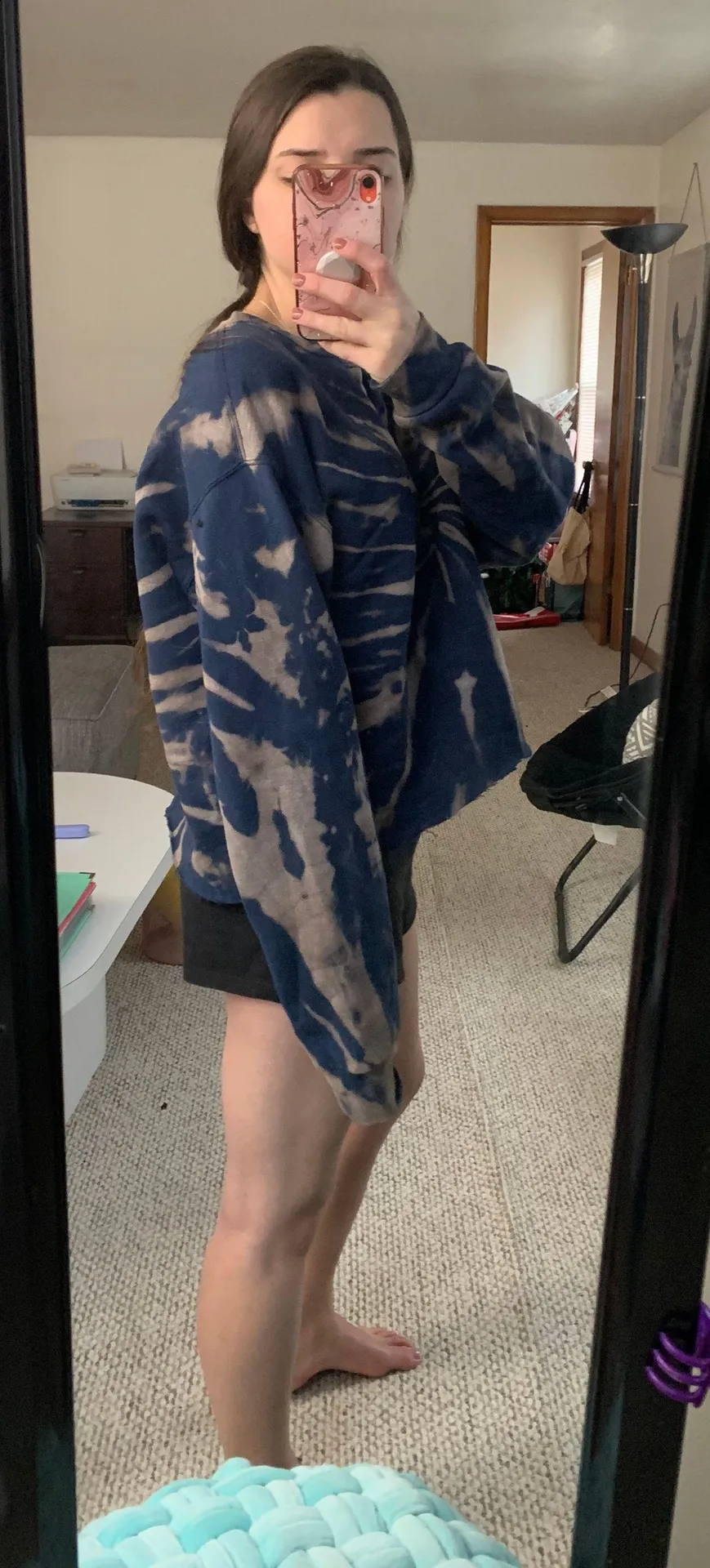 Handmade Bleach Dyed Cropped Crewneck - Image 3