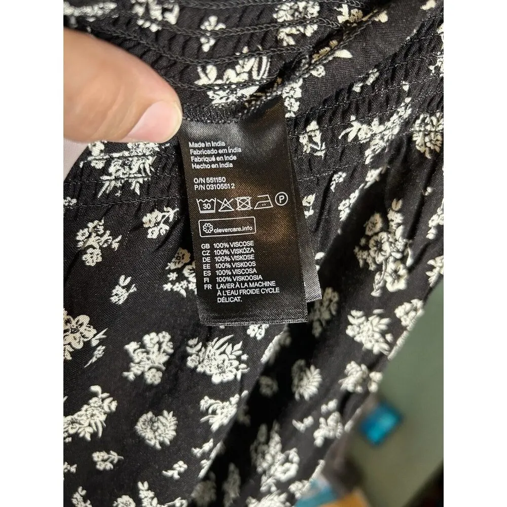 Divided by H&M‎ Womens Sz 12 Black Floral Flare Leg Pants - Image 6