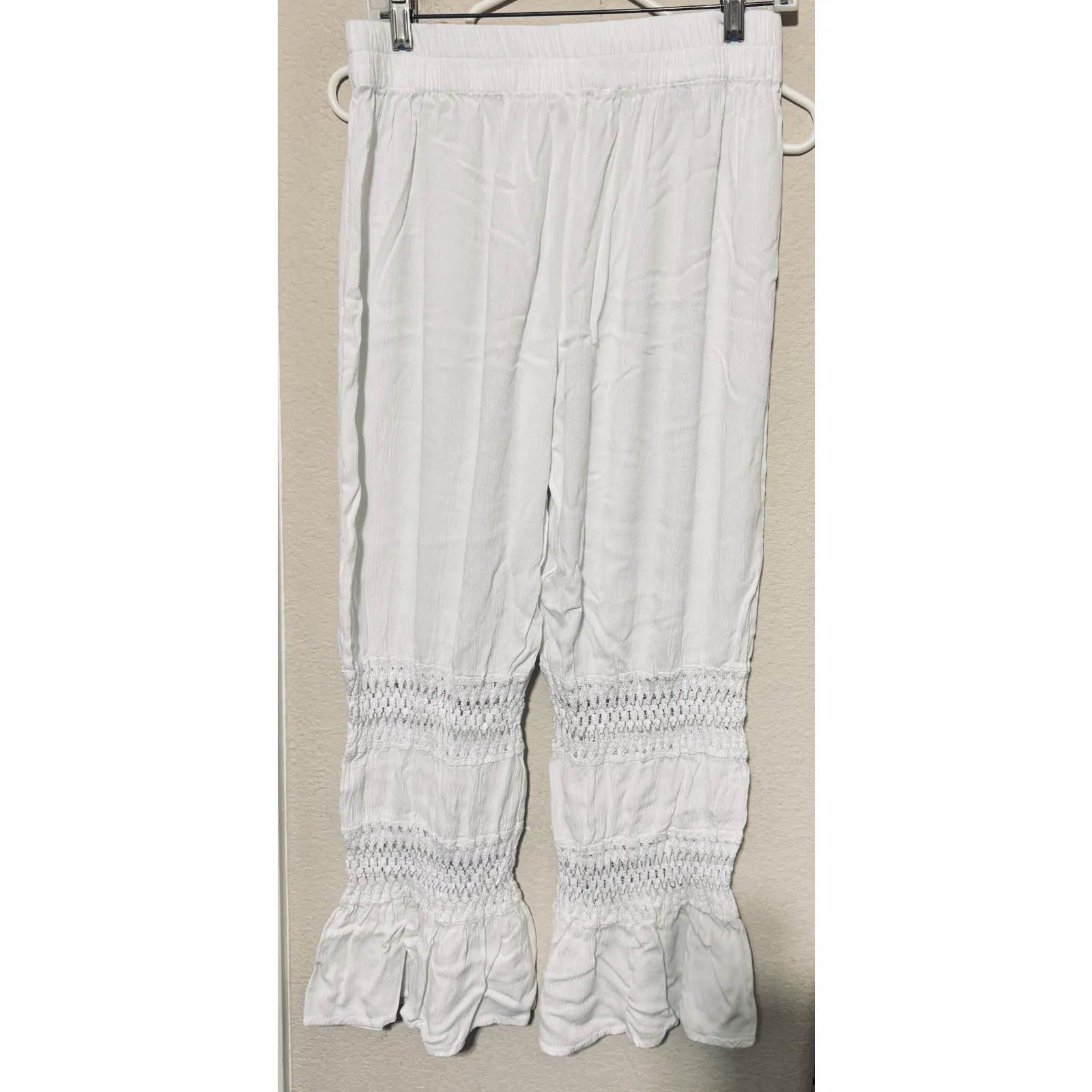 Salty Lemon Pants Womens L White Boho Pirate Pantaloons Prairie Bloomers gauzy - Image 4