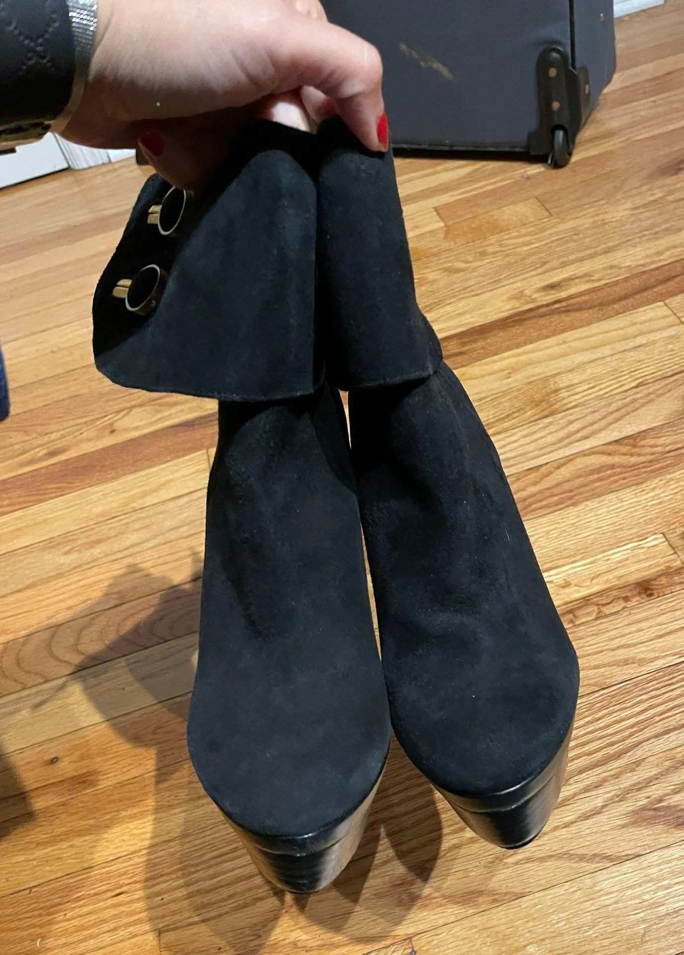 Leather Designer Suede Luxury Ankle Heeled Booties  - Image 5