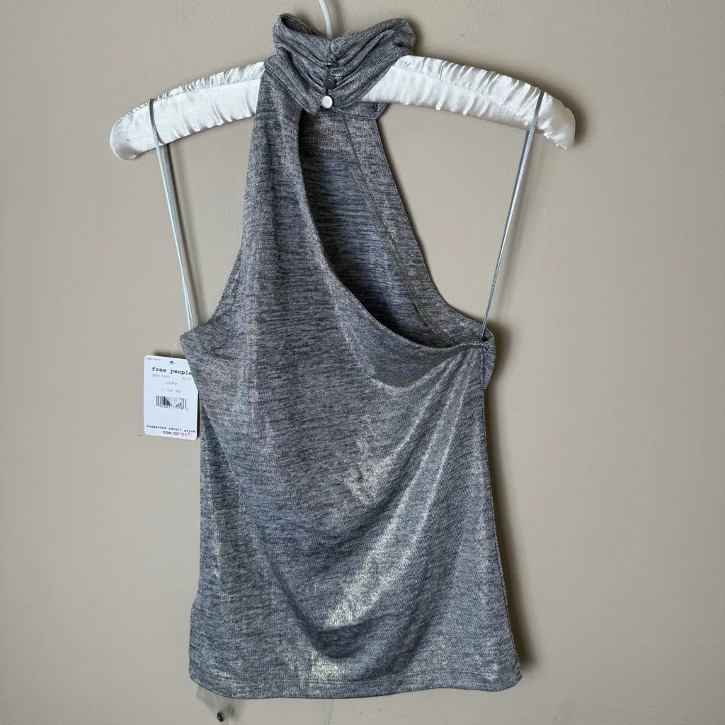 NWT Free People Koda Metallic Tank Top Womens XS Extra Small Shirt Asymmetrical - Image 3