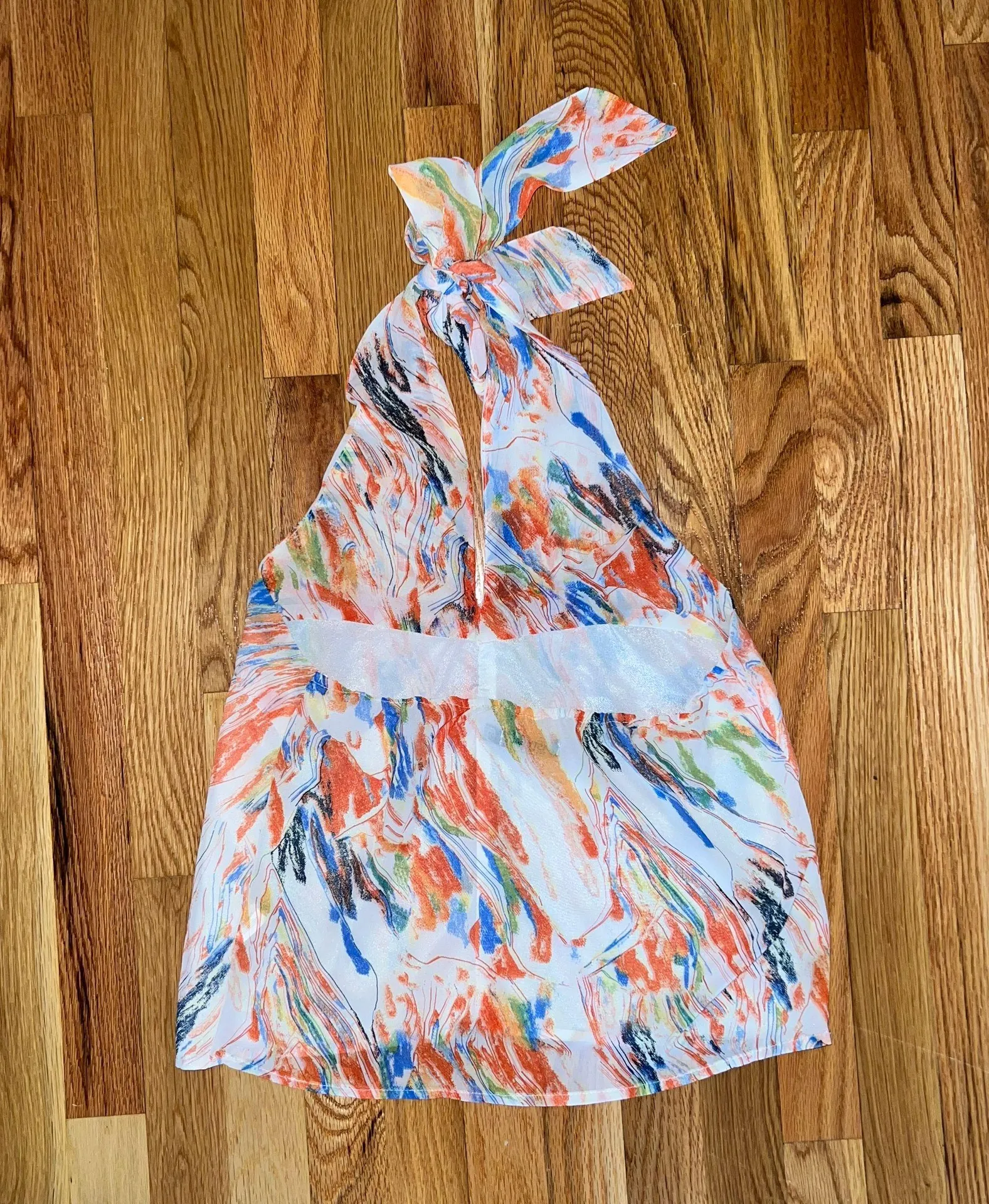 Print V Neck Halter Top - Image 6