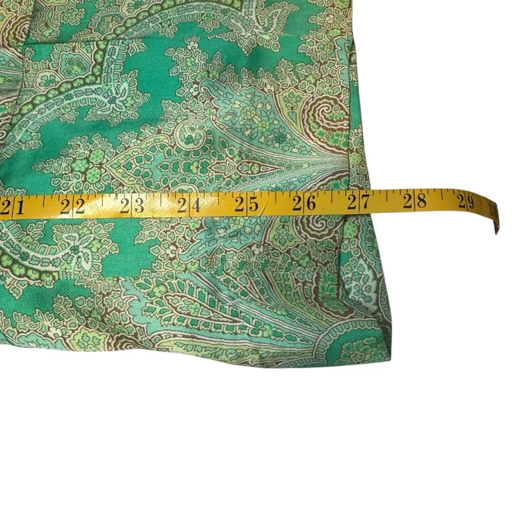 J Crew Collection Drapey Button Top & Pull On Crop Pants Ratti Pendant Paisley S Green - Image 10