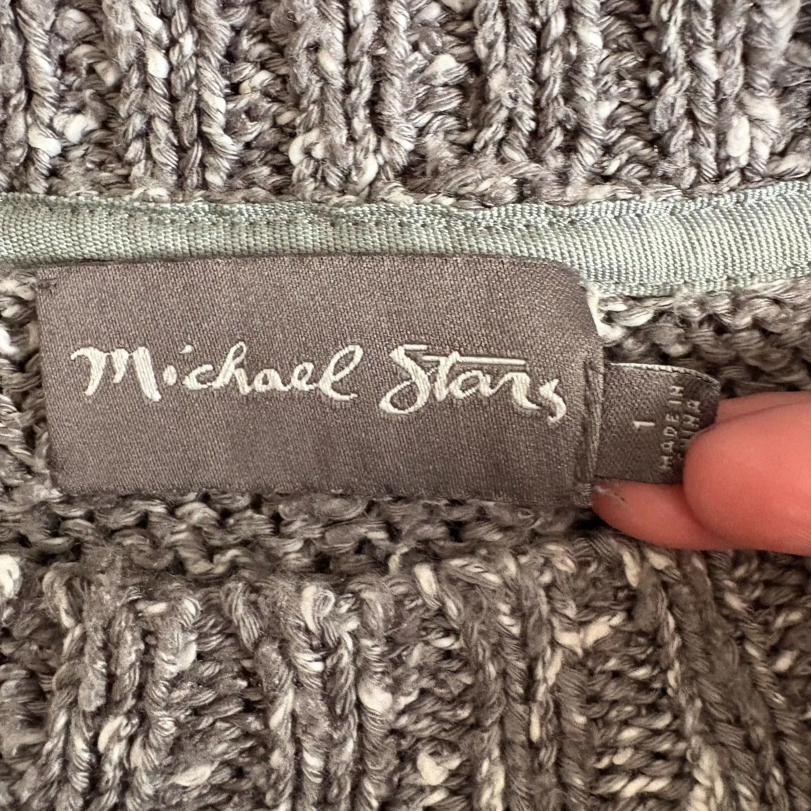 Michael Stars Marled Knit High Low Sweater Gray Slouchy Fit Cozycore Size Medium - Image 3