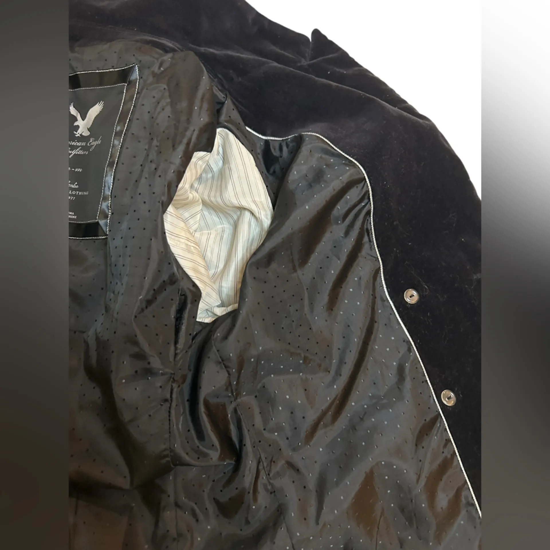 American Eagle Outfitters Black Velvet Double-Breasted Blazer sz M | 100% Cotton - Image 6