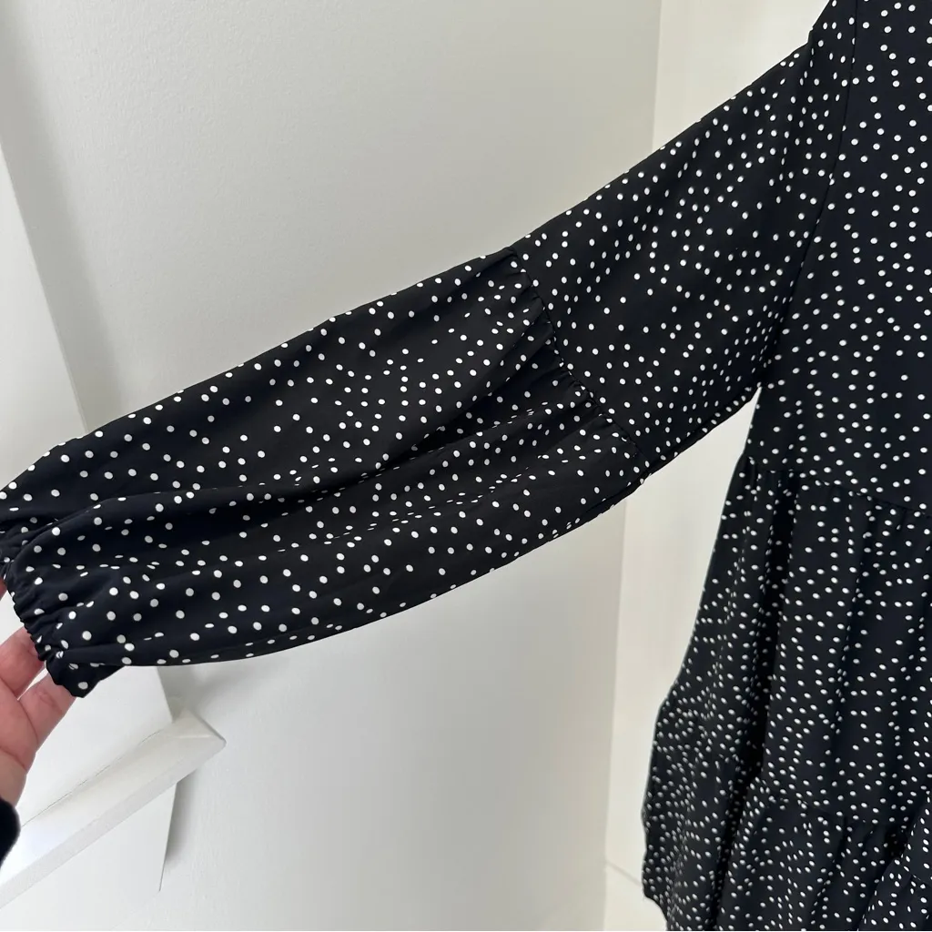 Amoretu Tunic Dress Polka Dot V Neck Casual Loose Flowy Swing Shift Dress Size L Black Size L - Image 5