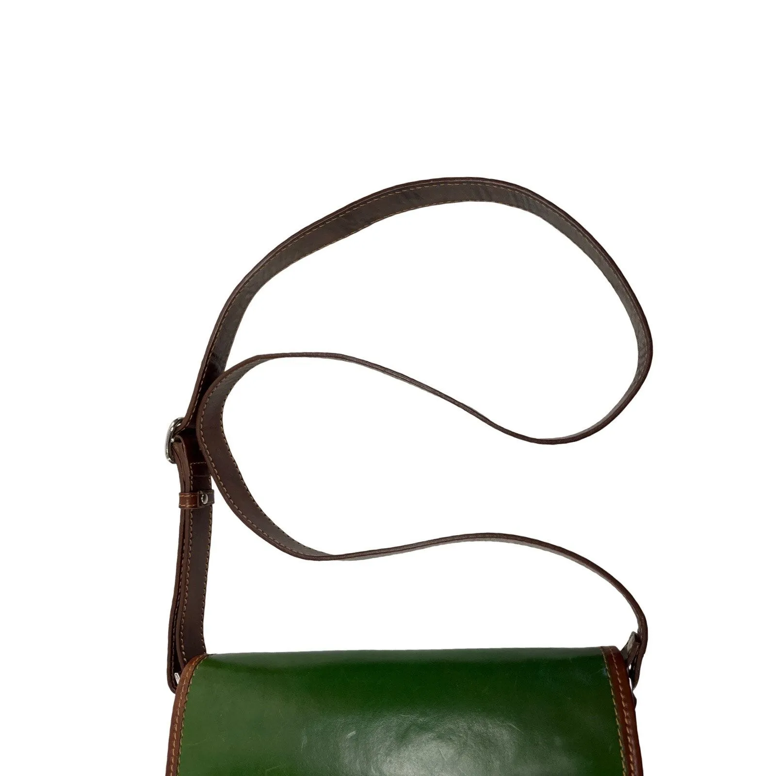 Conte Di Cavour Green Leather Crossbody Bag Italian Made Satchel Purse - Image 5