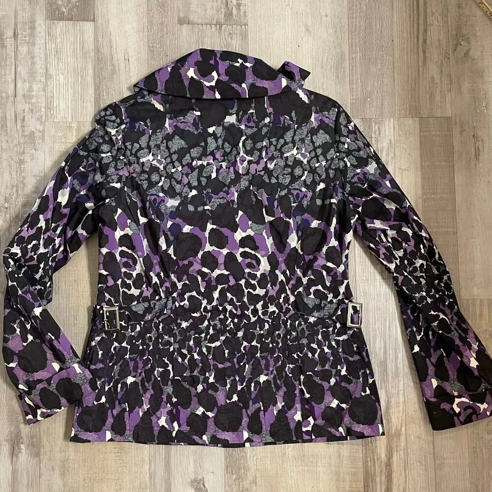 Chico’s Zenergy Women’s Medium Rain Jacket Purple Black Zip Up Lightweight - Image 11