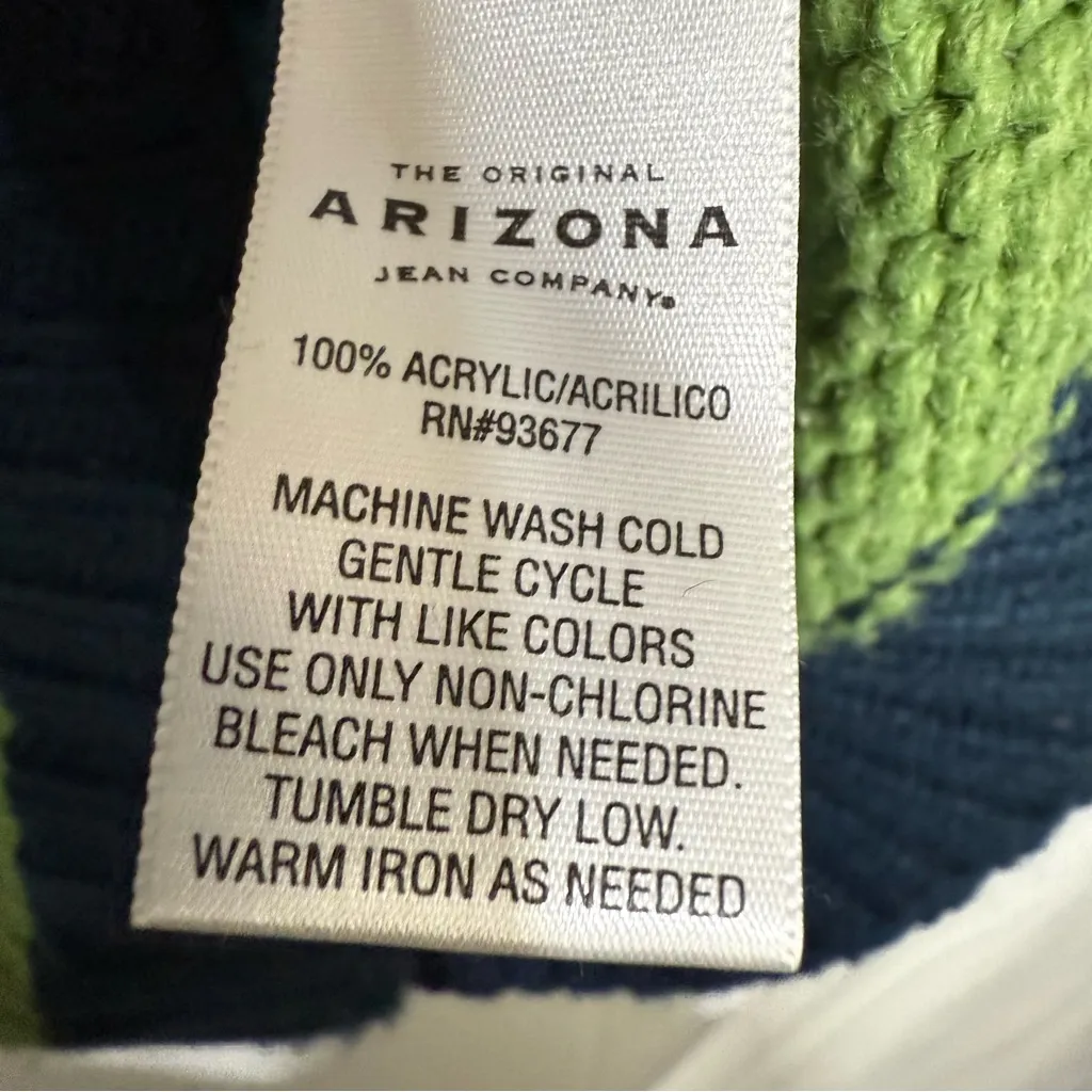 Y2K Juniors Arizona Jean Company V-Neck Sweater - Navy and Lime Hooded Size M - Image 5