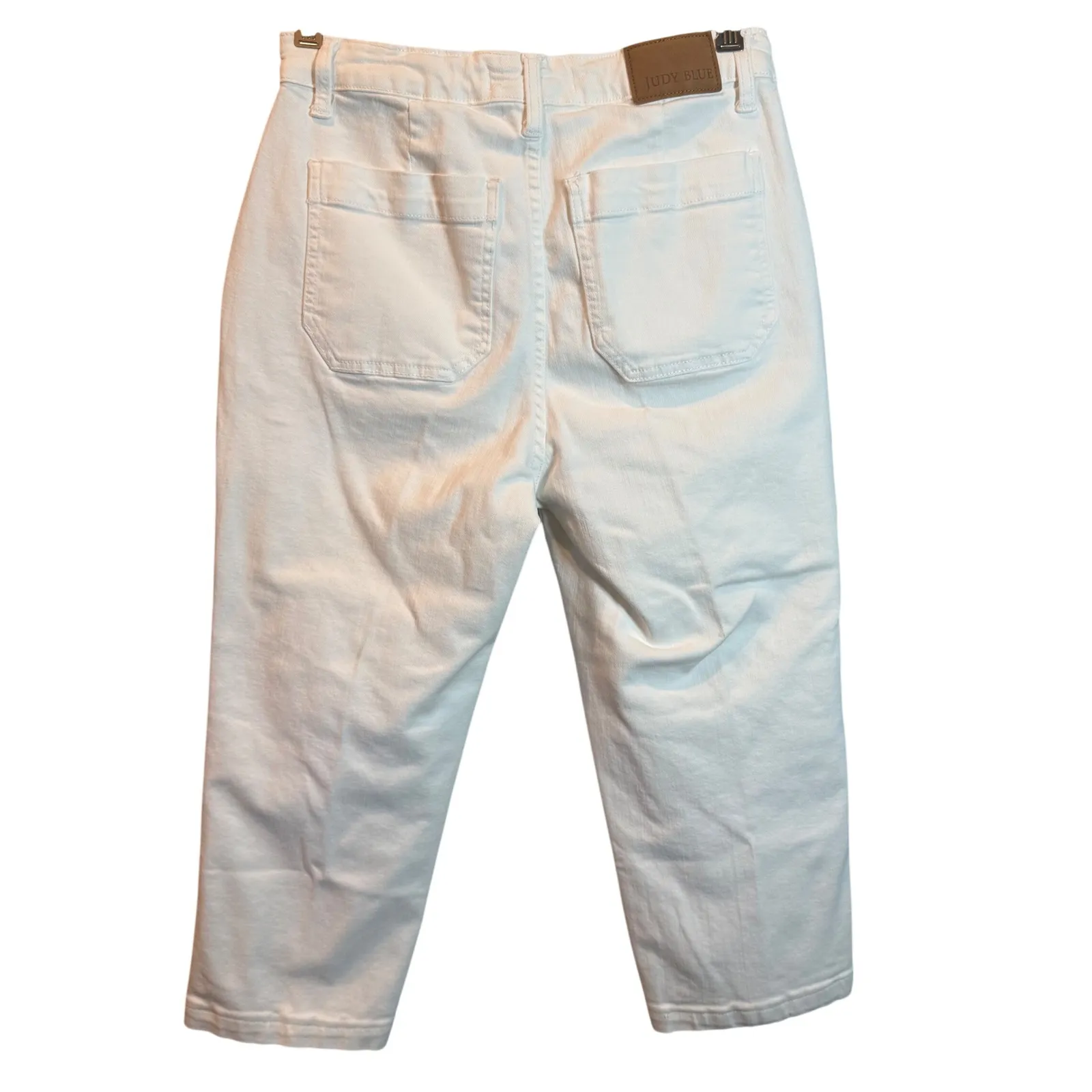 JUDY BLUE Women White Cropped Utility Pocket Denim Jeans Size 5 27 - Image 6