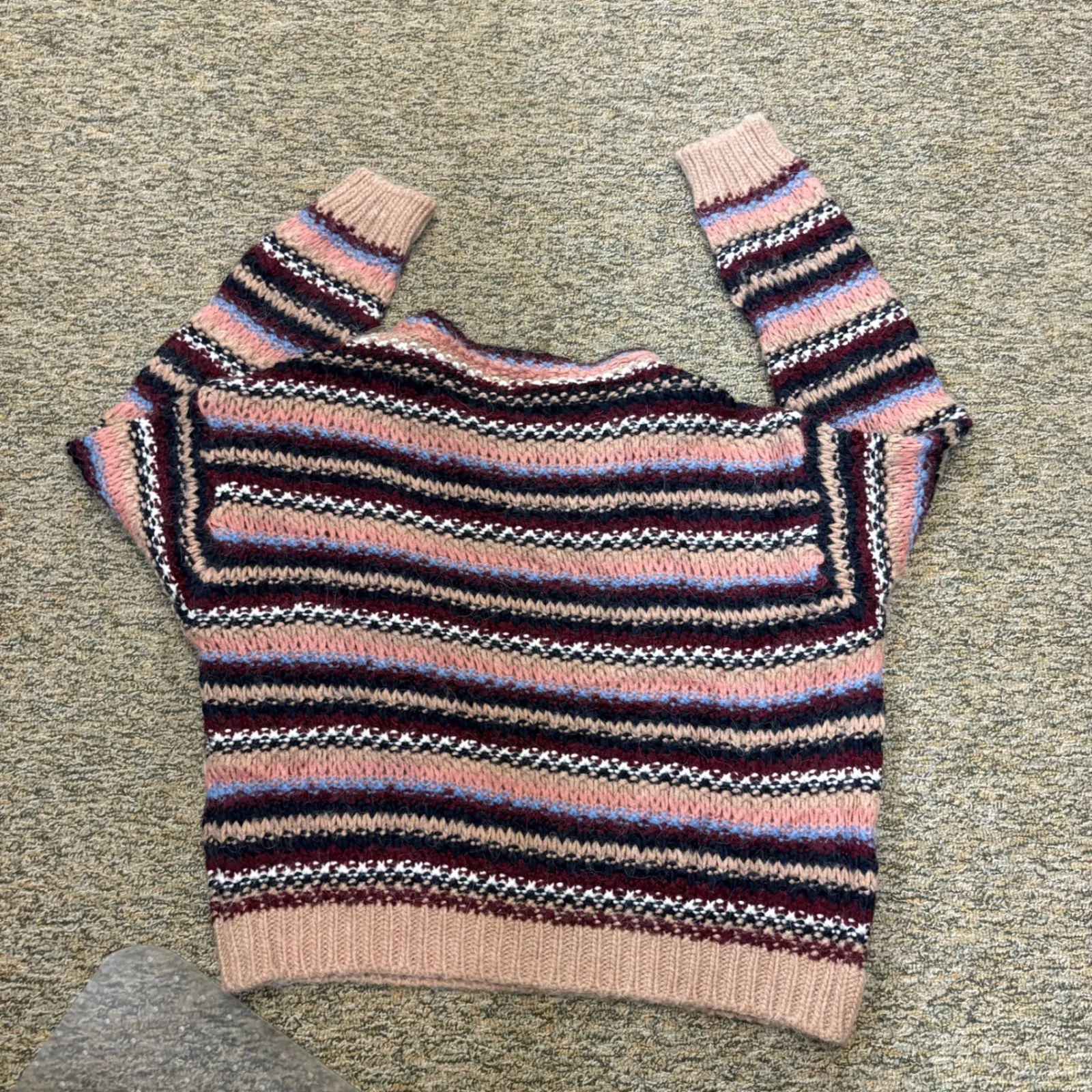 Elsamanda Made in Italy Wool Alpaca Blend Striped Knit Sweater Women's M Pink Size M - Image 9