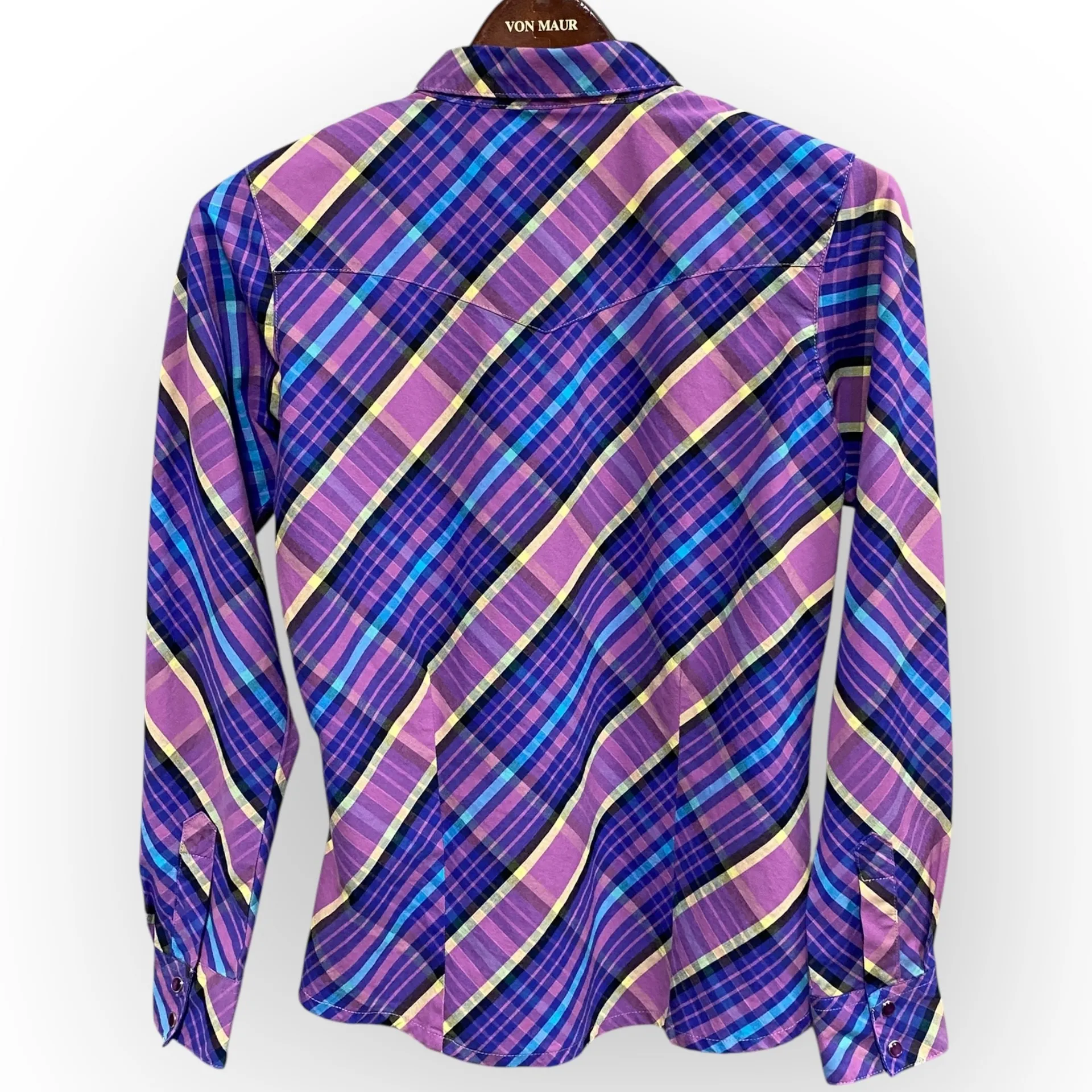Wrangler Aura Women’s Button-Down Western Shirt Size Small Vibrant Purple Plaid - Image 6