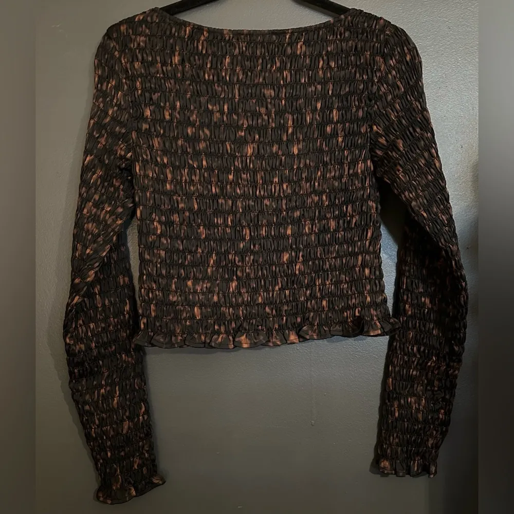 NWT Nordstrom Open Edit Scoop Neck Crop top - Small - Black Brown Shadows - Image 3