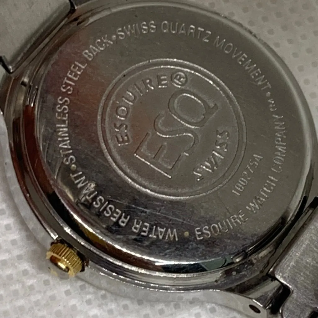 ESQ Esquire Swiss women’s vintage watch two tone white dial 26mm size 6” running - Image 7