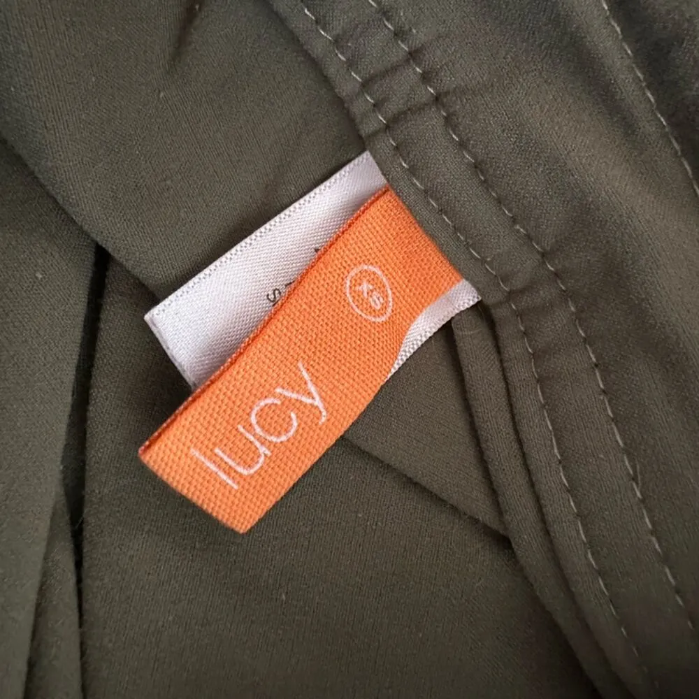 Lucy Olive Green Crop Stretchy Athletic Pants Drawstring Yoga Loungewear Size XS - Image 5