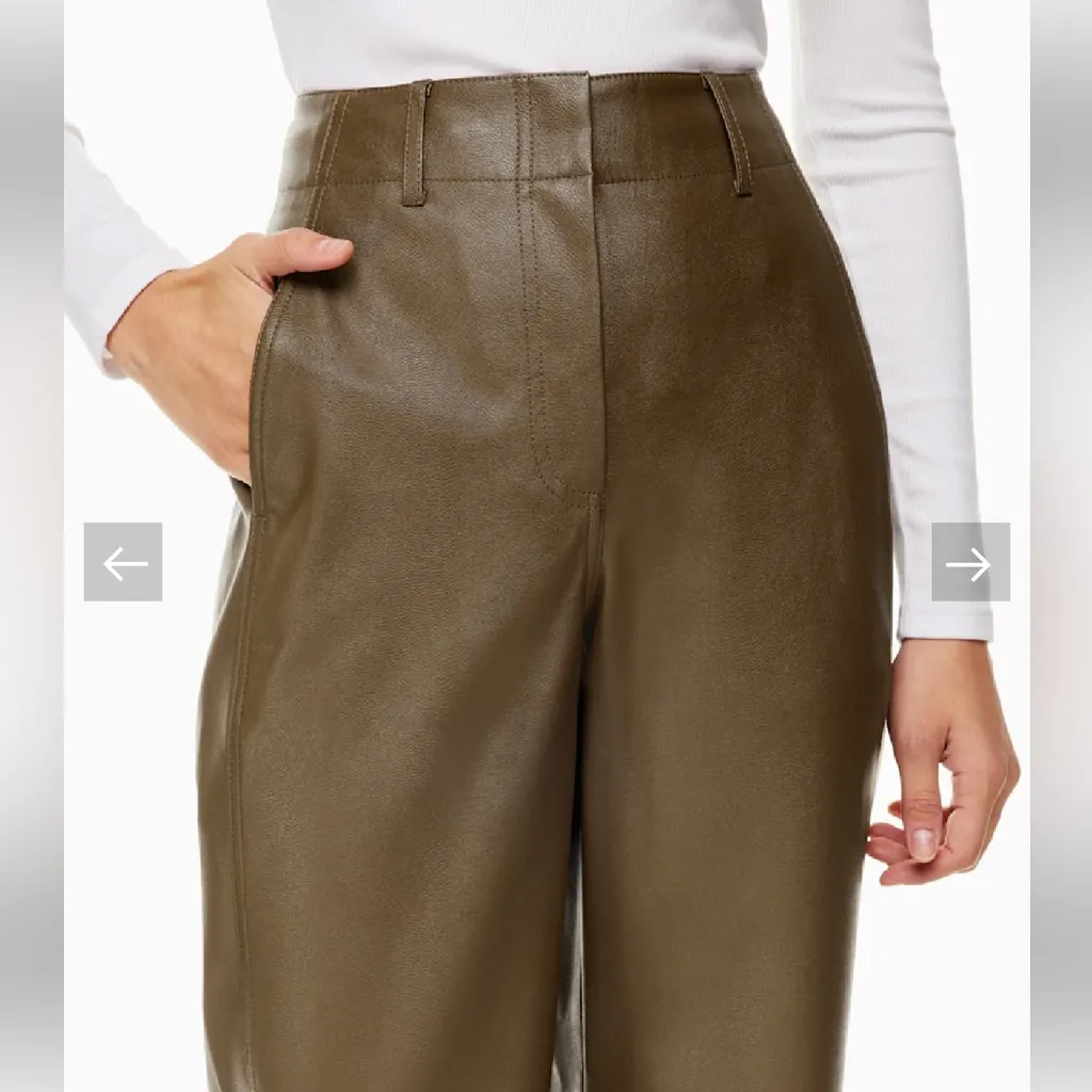 🌟WILFRED FREE🌟 ARITZIA ASCENDANT VEGAN LEATHER PANT OLIVE GREEN SZ 0 - Image 3