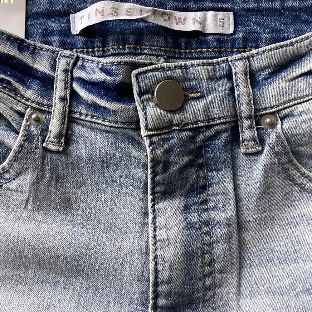 Tinseltown Womens Blue Jeans Mid Rise Skinny Washed 5-27 - Image 5