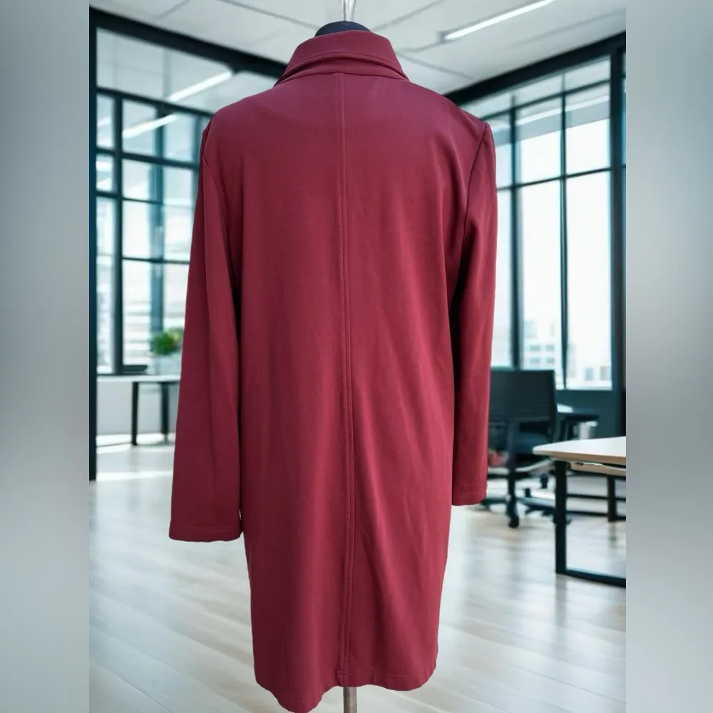 Andrew Marc Maroon‎ Longline Blazer Coat Gold Button Classic Jacket Size M - Image 3
