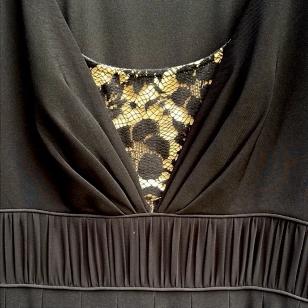 NWT Adrianna Papell Fit Flare Ruched Waist
Lace Panel V Neck Twirl Skirt Dress 4 - Image 10