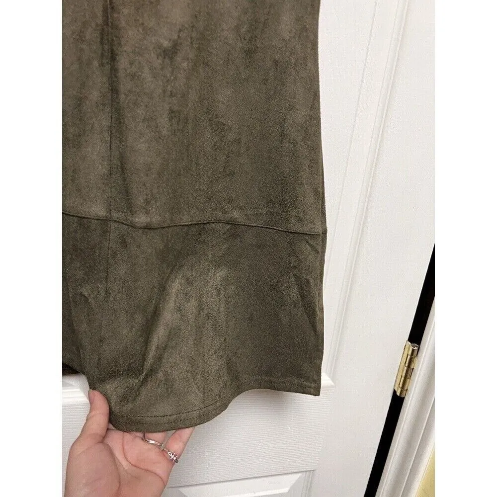 Paper Crane‎ Anthropologie Dress Women Size Small Olive Faux Suede CQNc - Image 3