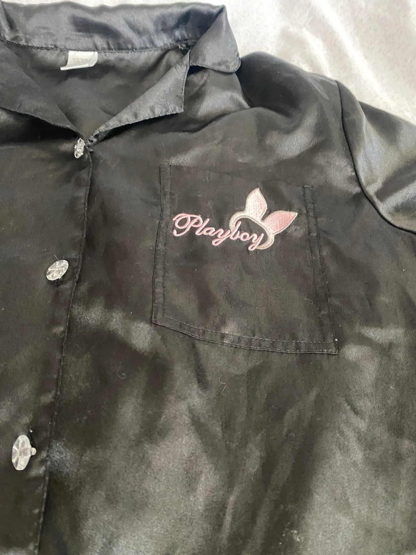 playboy black button up silk pj top  - Image 4