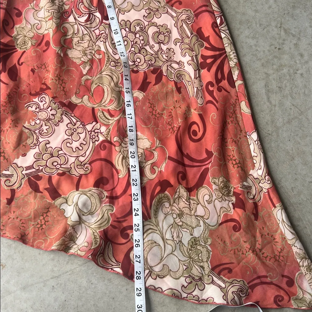 Vtg Y2K My Michelle Pink Rose Floral Asymmetrical Ruffle Hem Skirt Sz Lg - Image 5