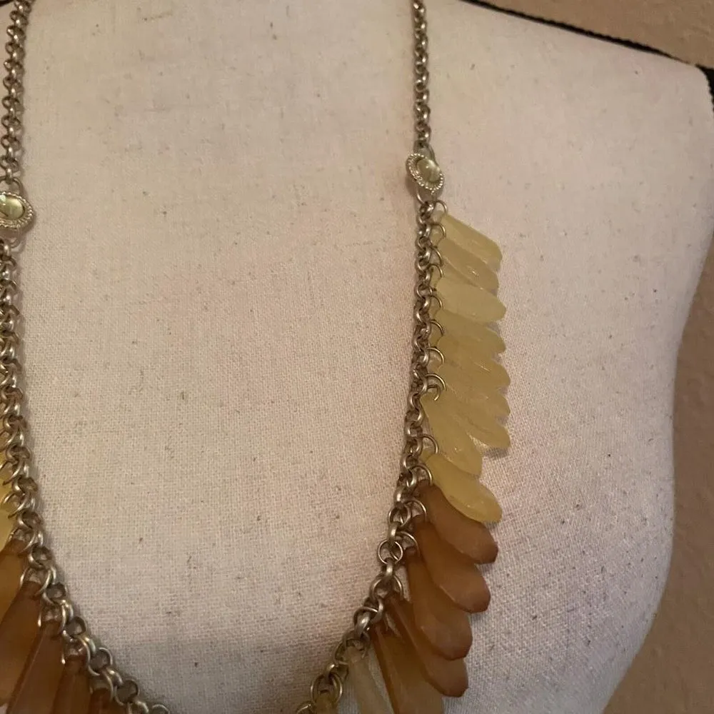 Signed Coldwater Creek Long Yellow Bead Costume Necklace Adjustable Length - Image 3