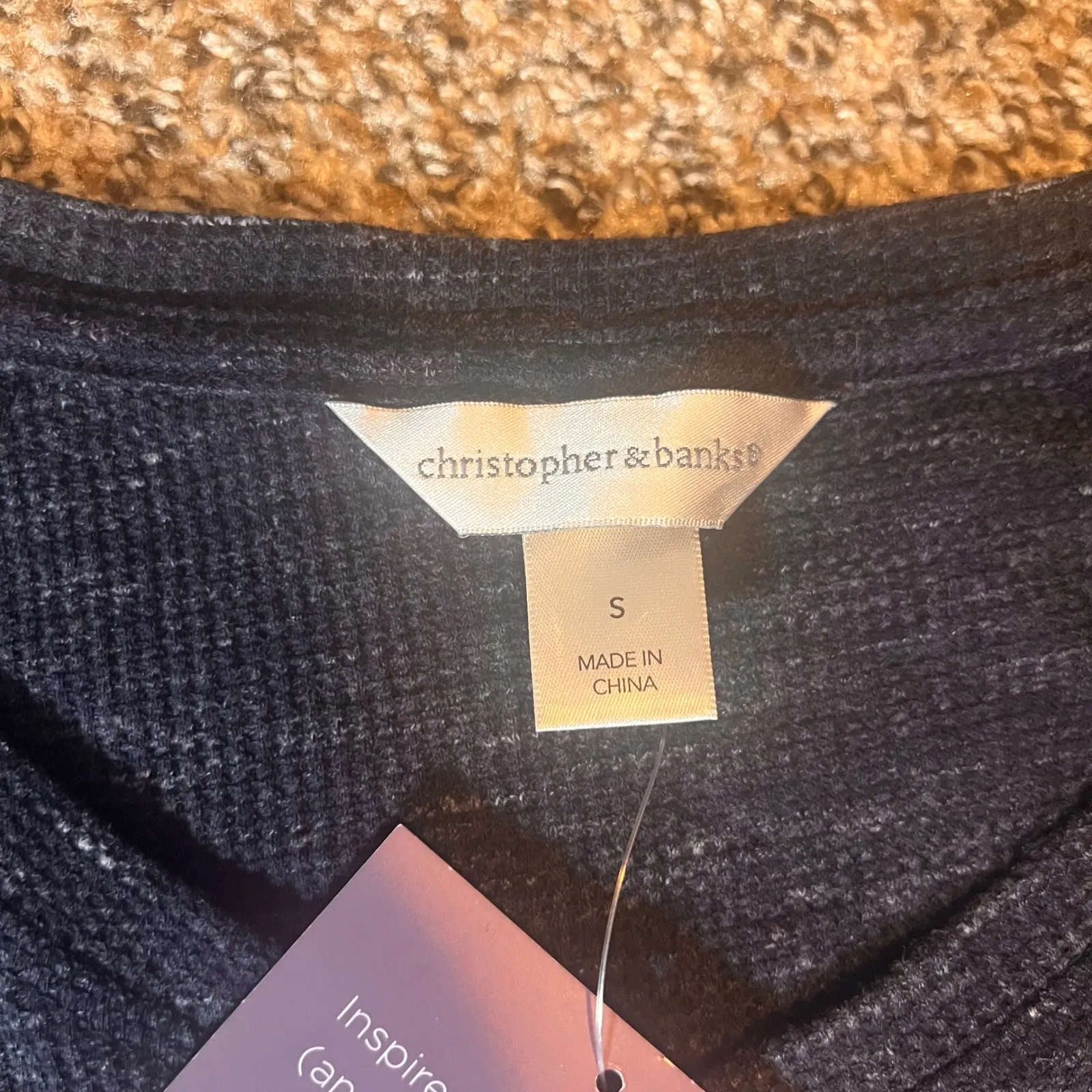 Christopher & Banks Women's Blue Heathered Long Sleeve Raglan Top Size S NWOT - Image 2