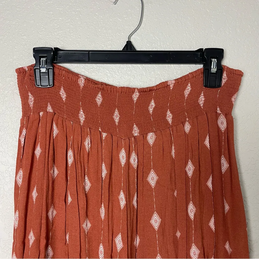 Dress Forum Terracotta Asymmetrical Wide Leg Patterned Pants Size L - Image 2