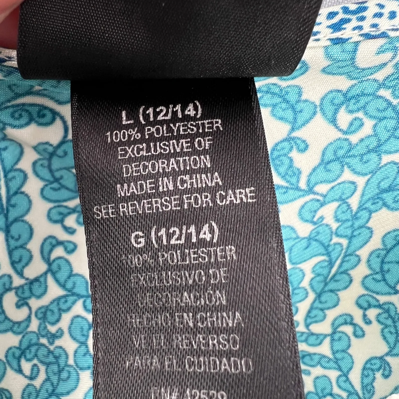 Secret Treasures Teal Floral Lace Satin Slip Dress Size L 12/14 Y2K Style - Image 4