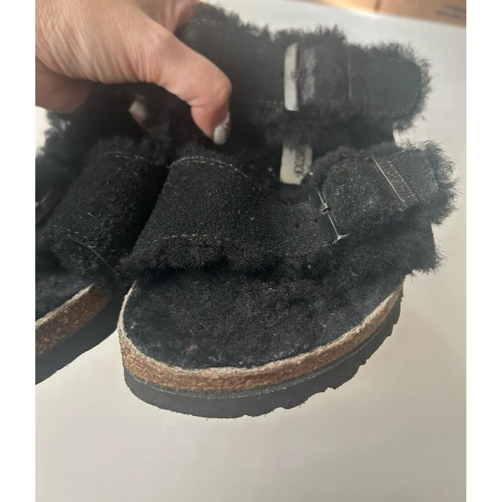 Birkenstock Arizona Shearling Suede Leather Size 39 L8 M6 - Image 4